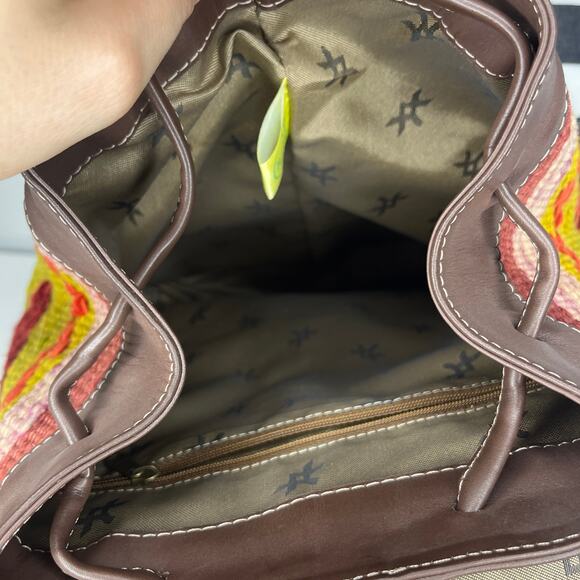 Yun Art Kilim Traditional Turkish Backpack Woven Carpet Leather Yellow - Picture 13 of 13